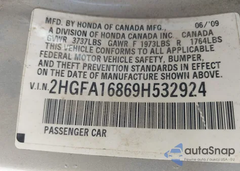 2009 Honda Civic Ex from USA, damaged, VIN 2HGFA16869H532924